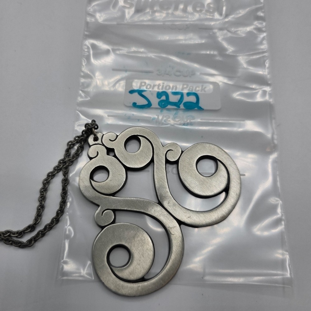 Vintage Towle Pewter Celtic Swirl Silver Tone Chain Pendant Necklace 36" Signed - Picture 9 of 9